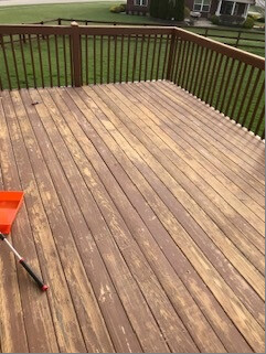 Worn deck boards before refinishing