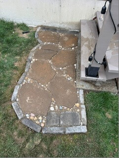 Stepping stones set inside the curved landing border