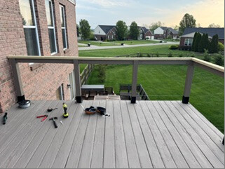 Deck railing frame before the wires are installed
